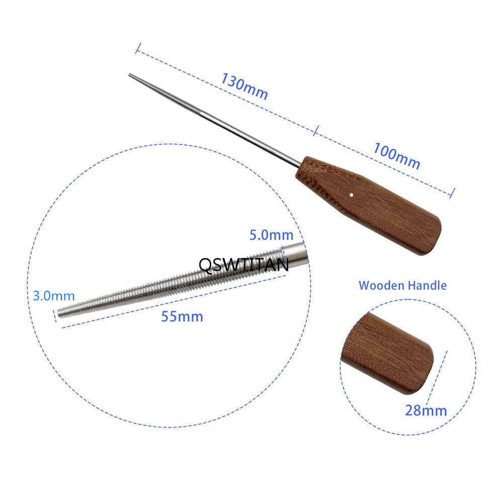 Bone Rasp Bone File Trochlea Rasp Taper Orthopedic Pet Surgery Instrument Stainless Steel with Wooden Handle