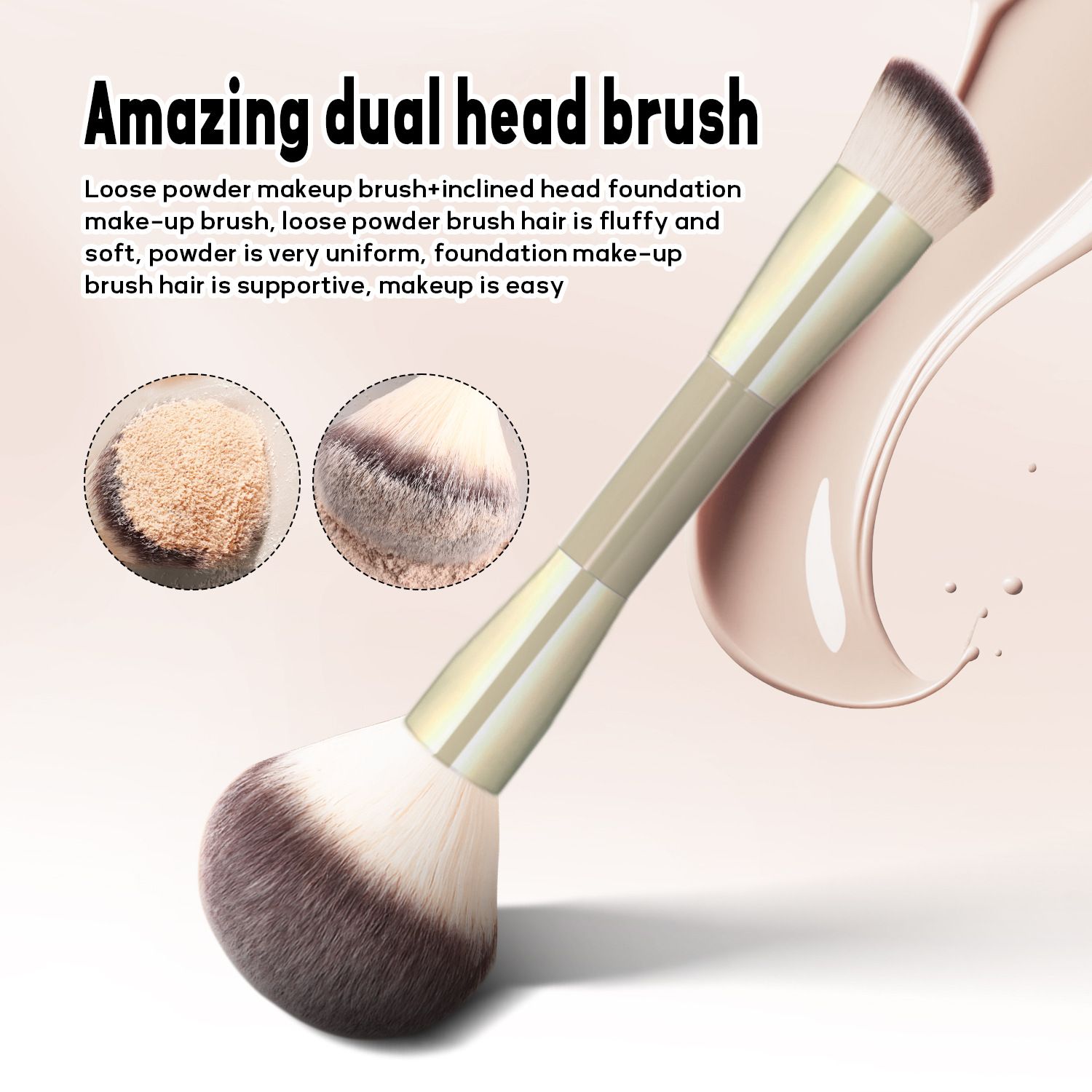 Vegan Double Ended Flat Face Makeup Brush Set Liquid Foundation Concealer Blush Powder Custom Logo Soft Synthetic Bristles