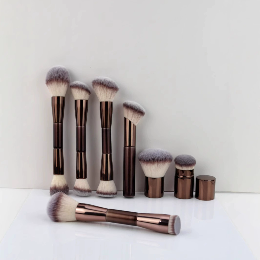 New Design Wood Handles Dual End Double Side 7pcs Set Makeup Foundation Brush Powder Angled Makeup Brush Face Concealer Brush