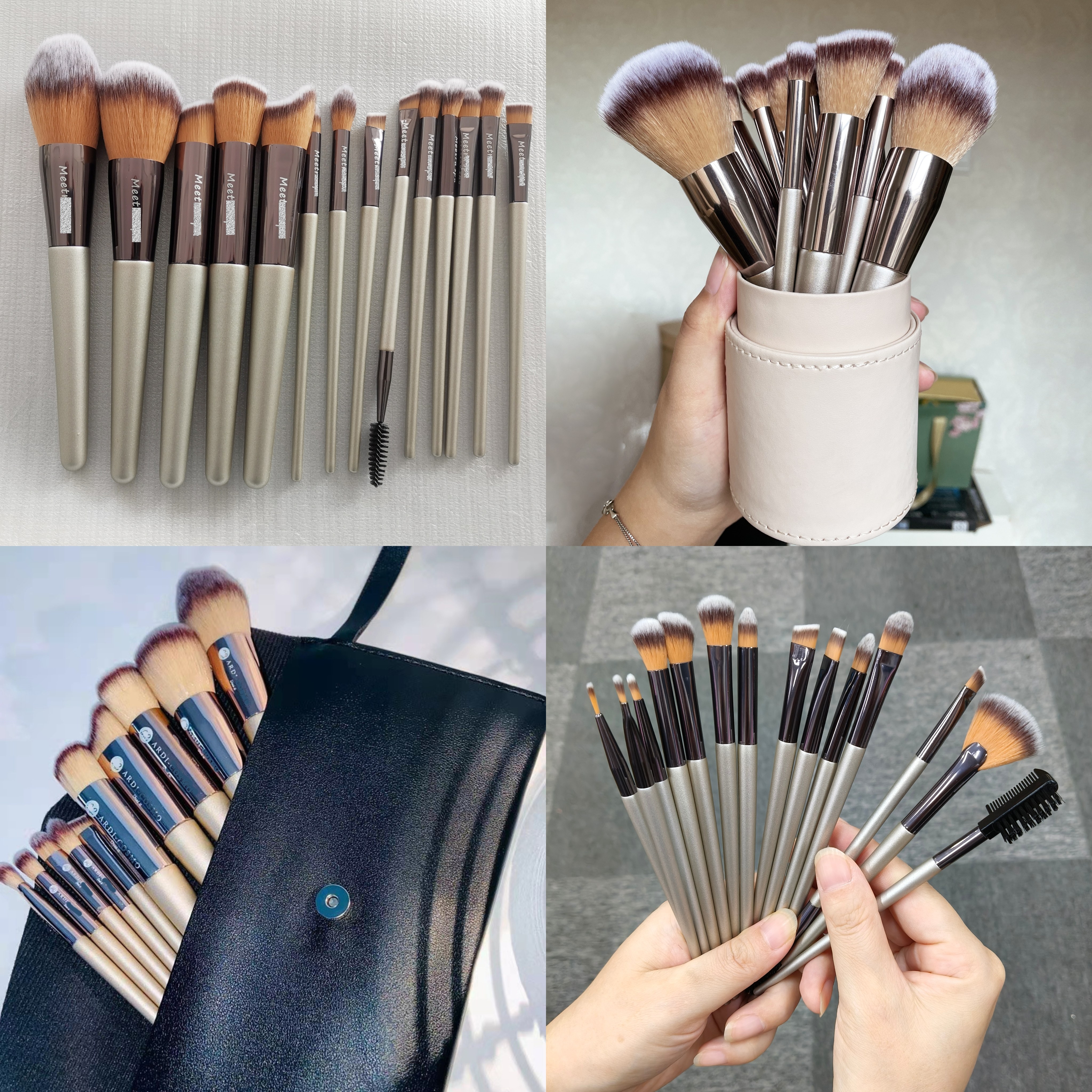 14pcs Gold Makeup Brush Set Support Custom logo for Cosmetic Eyeshadow Lipstick Make up Brush Wholesale Makeup Brushes Set Wood