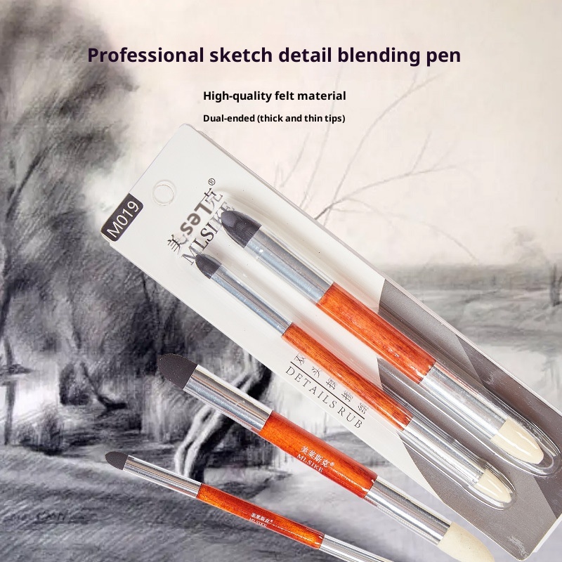 Potable Sketch Thick Thin Liner Blending Pen Brush Art Student Sponge Painting Double-Head Drawing Tool Set