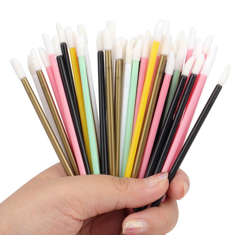 50 Pcs/bag Disposable Lip Brush Applicators Eyelash Cleaning Micro Brush for Lipstick Lip Gloss Applicator Wands Makeup Tools