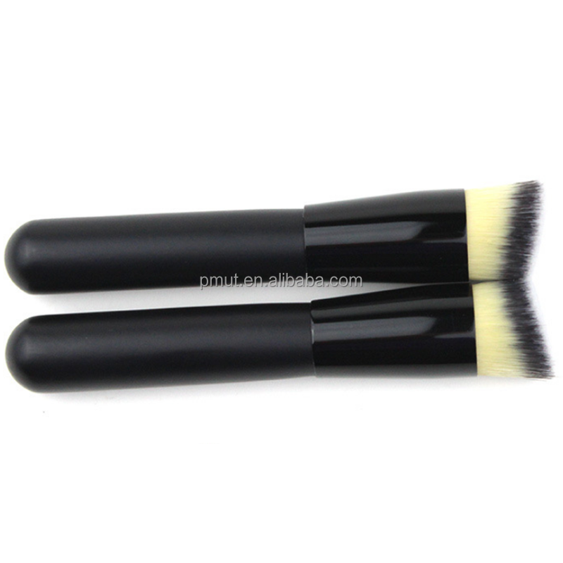 2pcs Flat Dense Synthetic Angled Kabuki Foundation Brush Set for Liquid Cream Powder Makeup Blending Face Use