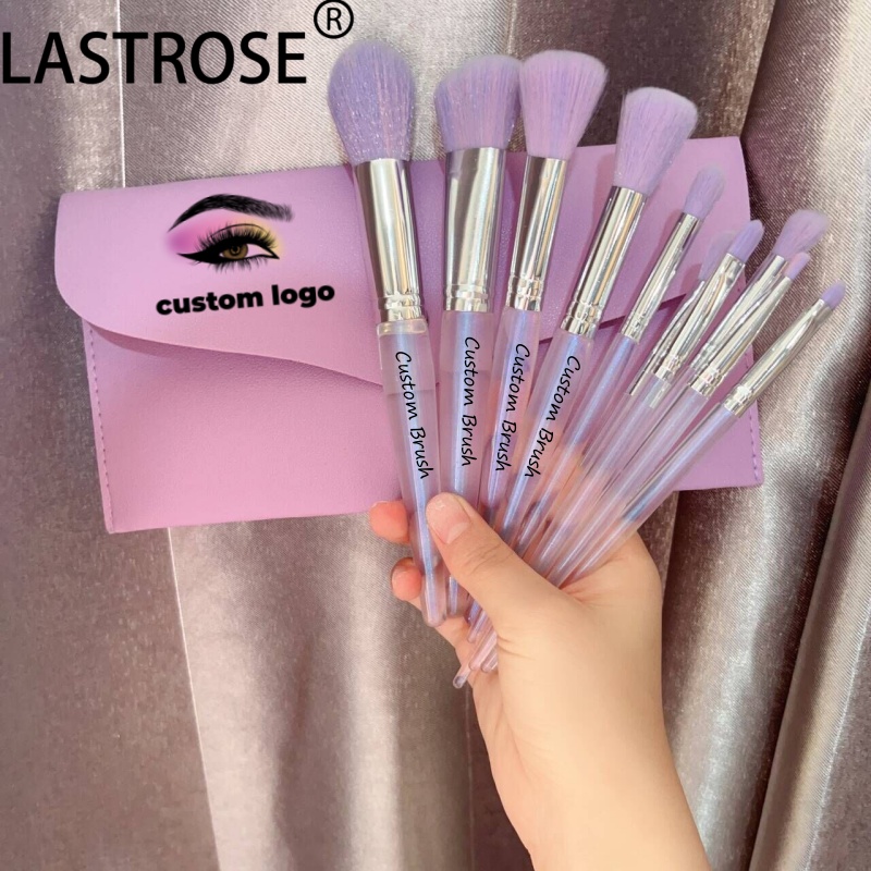 Professional 10-Piece Purple Makeup Brush Set Contour Blending and Foundation for Face &amp; Hair for Concealer Use