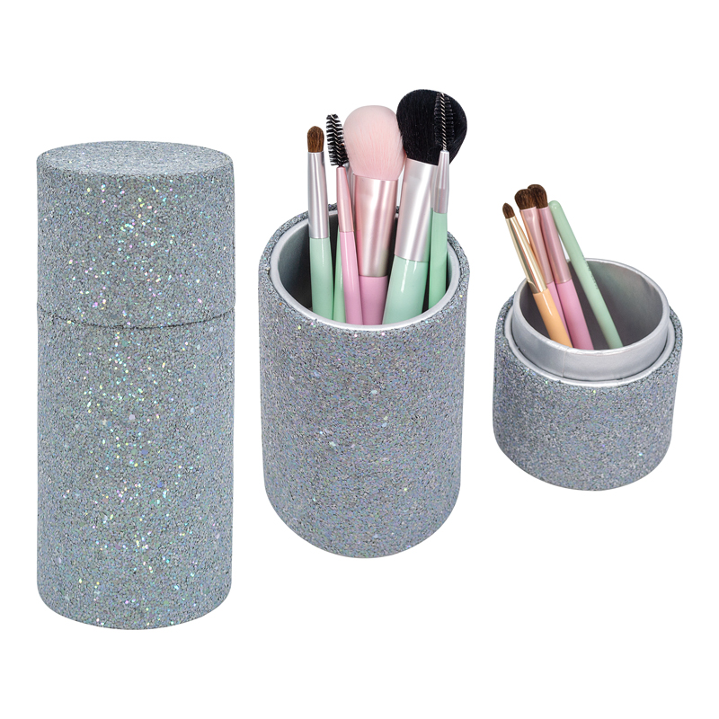 Custom Logo Pu Leather Cylinder Glam Cosmetic Brushes Women Holder Storage Organizer Case Set Gift Luxury Box Makeup Brush