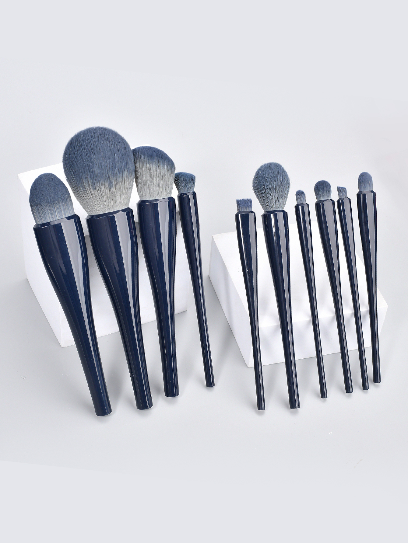 Good Quality Blue Makeup Brush Set Make-up Pinsel Set Blending Blusher Eyeshadow Loose Powder Makeup Kit Makeup Tools 10 in 1
