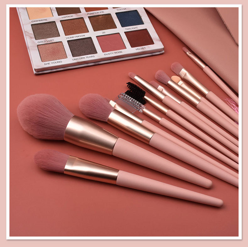 12-Piece Pink Makeup Brush Set Soft Loose Powder Foundation Brushes Beginner-Friendly Eye Shadow Beauty Makeup Tools