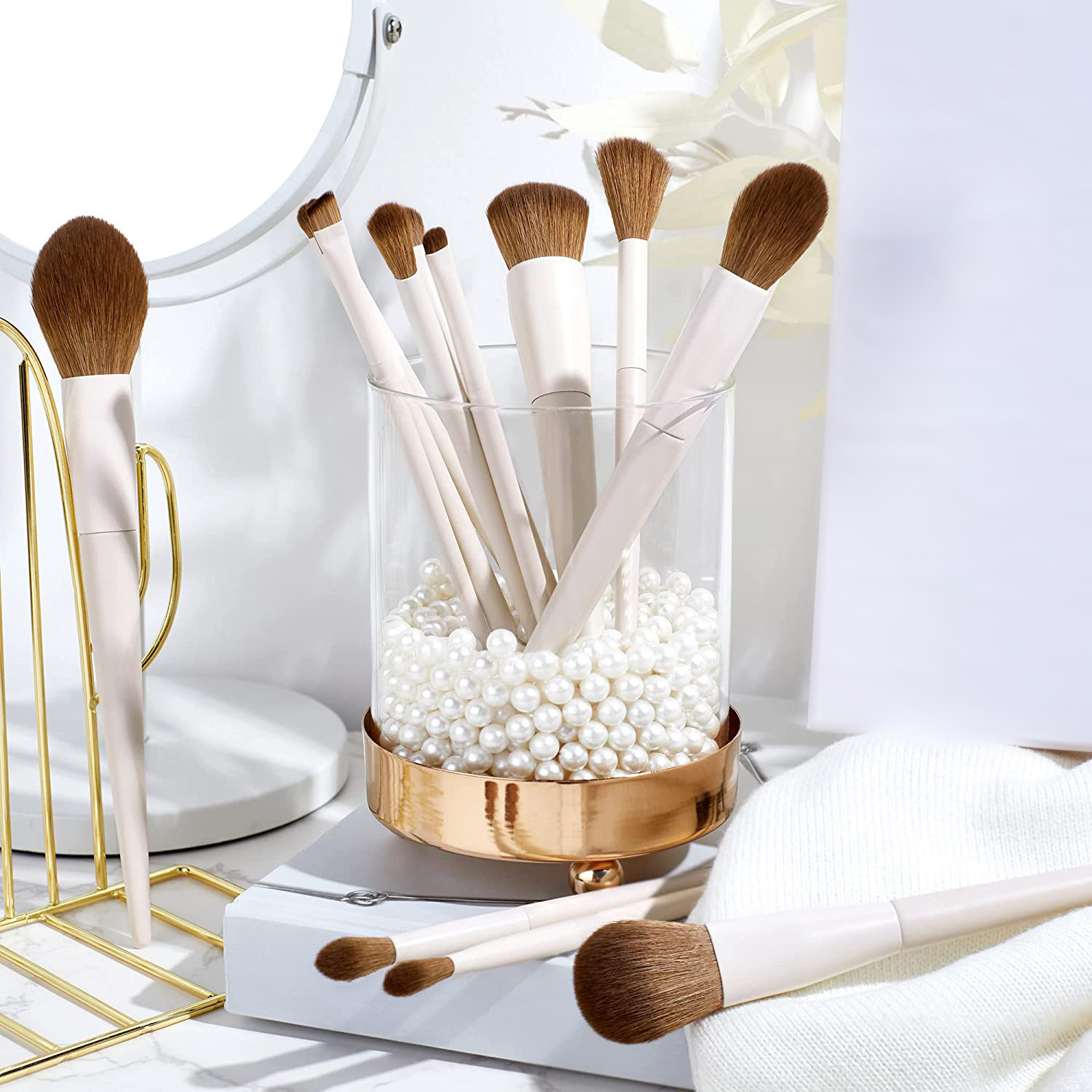 Custom Logo Private Label Portable Cosmetic Kit Nylon Hair Wood Handle 14 Pieces Makeup Brush Set