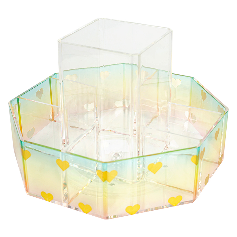 360° Rotating Makeup Brush Holder Organizer 7 Slot Cup Cosmetic Nail Polish Art Supply Bathroom Vanity Desktop Injection