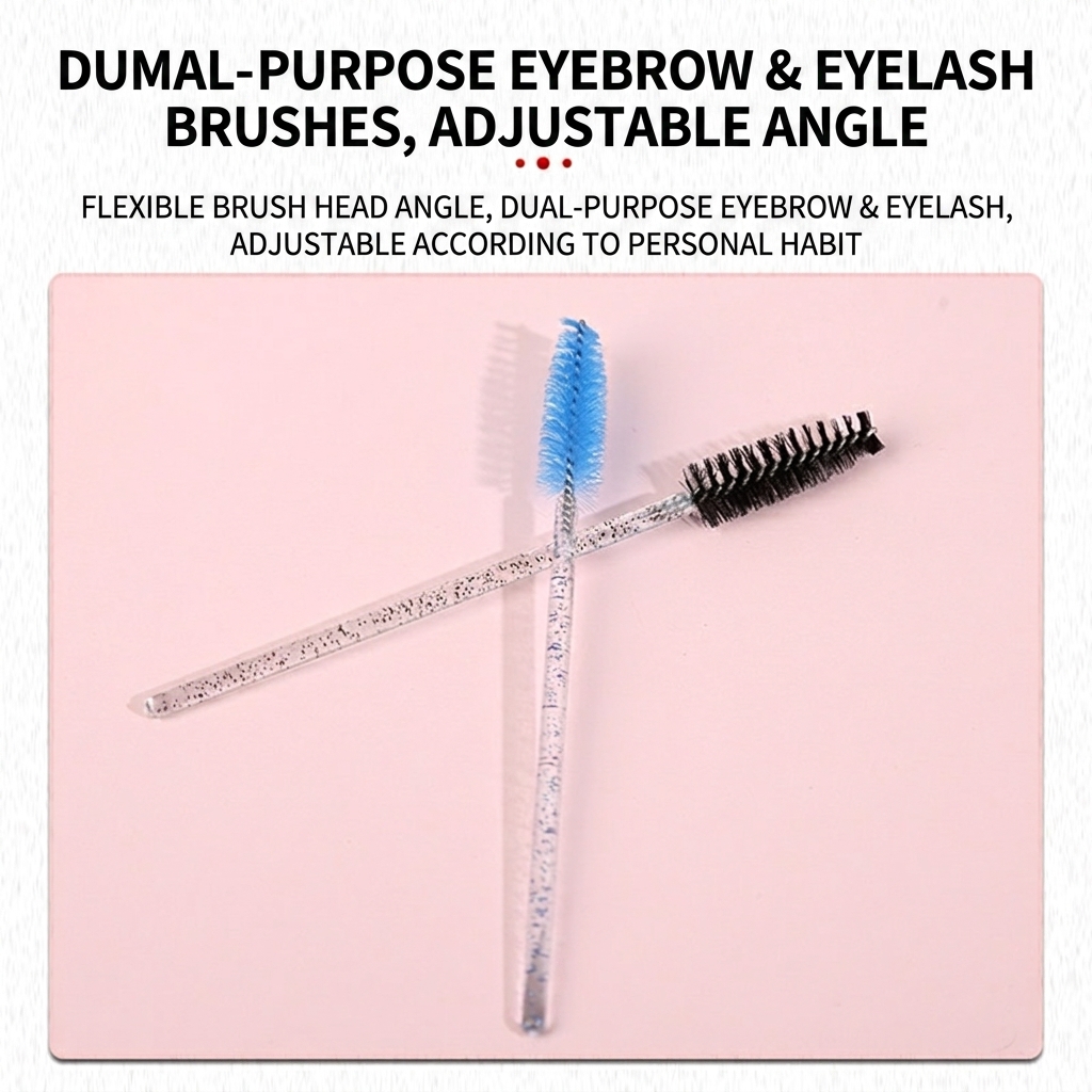 Disposable Crystal Rod Eyelash Spoolie Brush Beauty Tool for Mascara Wand Makeup Nylon Material