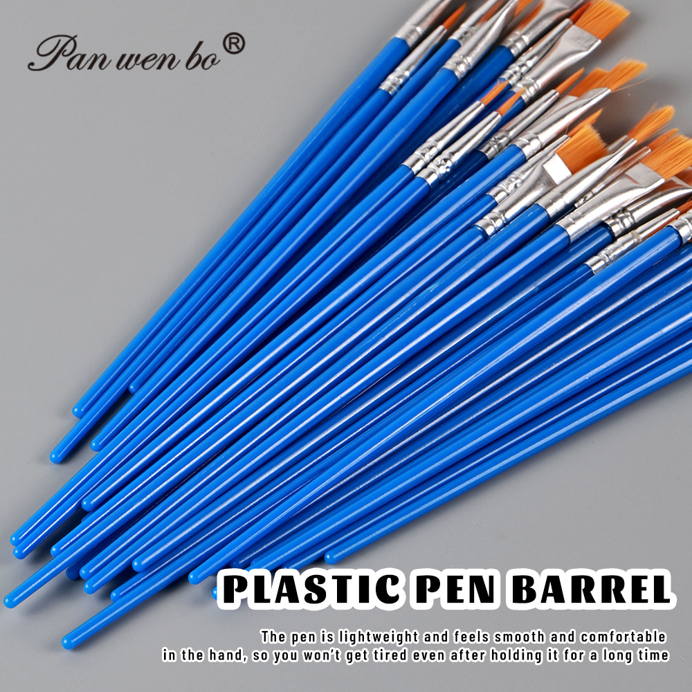 Art Supplies Manufacturers Custom Logo Nylon Handle Paintbrush Set Art Paint Brushes Professional Blue Paint Brushes