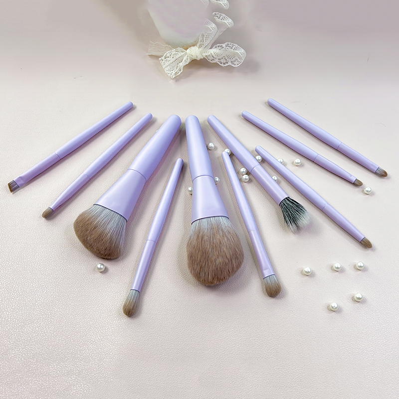 10 Pcs Mini Purple Makeup Brush Set Professional Travel-Friendly Customizable Private Label Wholesale Makeup Kit Daily Makeup