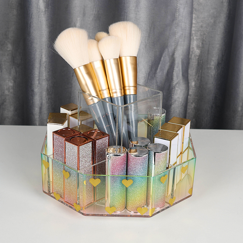 360° Rotating Makeup Brush Holder Organizer 7 Slot Cup Cosmetic Nail Polish Art Supply Bathroom Vanity Desktop Injection
