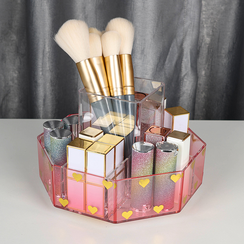 360° Rotating Makeup Brush Holder Organizer 7 Slot Cup Cosmetic Nail Polish Art Supply Bathroom Vanity Desktop Injection