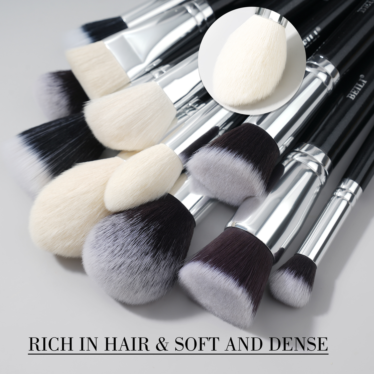 BEILI Black 25pcs Natural Hair Professional Makeup Brushes Private Label Luxury Full Foundation Eyeshadow Brush Set Make up