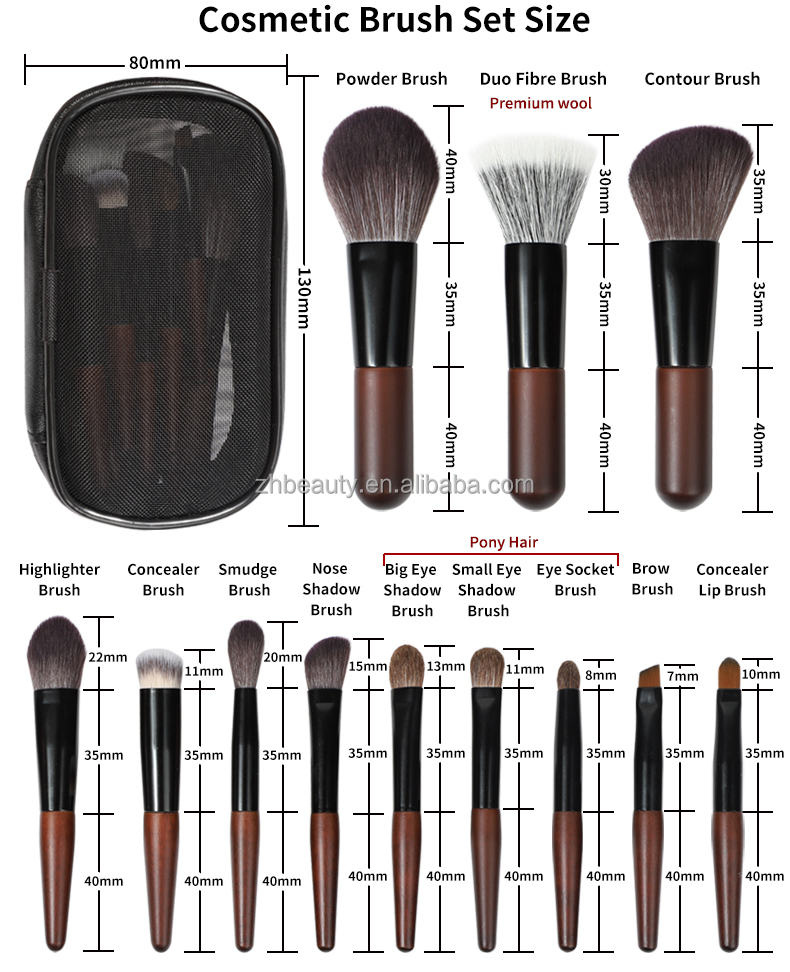 Goat Hair Wholesale Natural Hair Luxury Makeup With Logo Mini Travel Luxury Professional Makeup Brush Set With Custom Logo