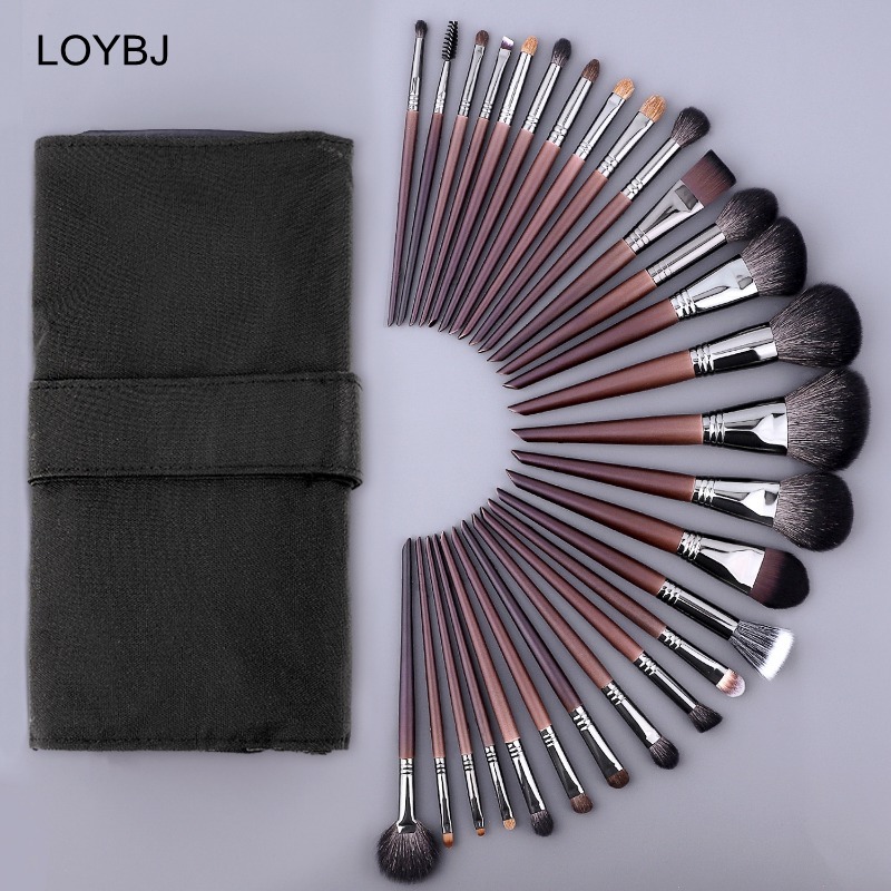 Private Label Natural Goat Hair Professional Makeup Brush Set 14/24/26/28pcs Wood Handle Face Concealer Kit