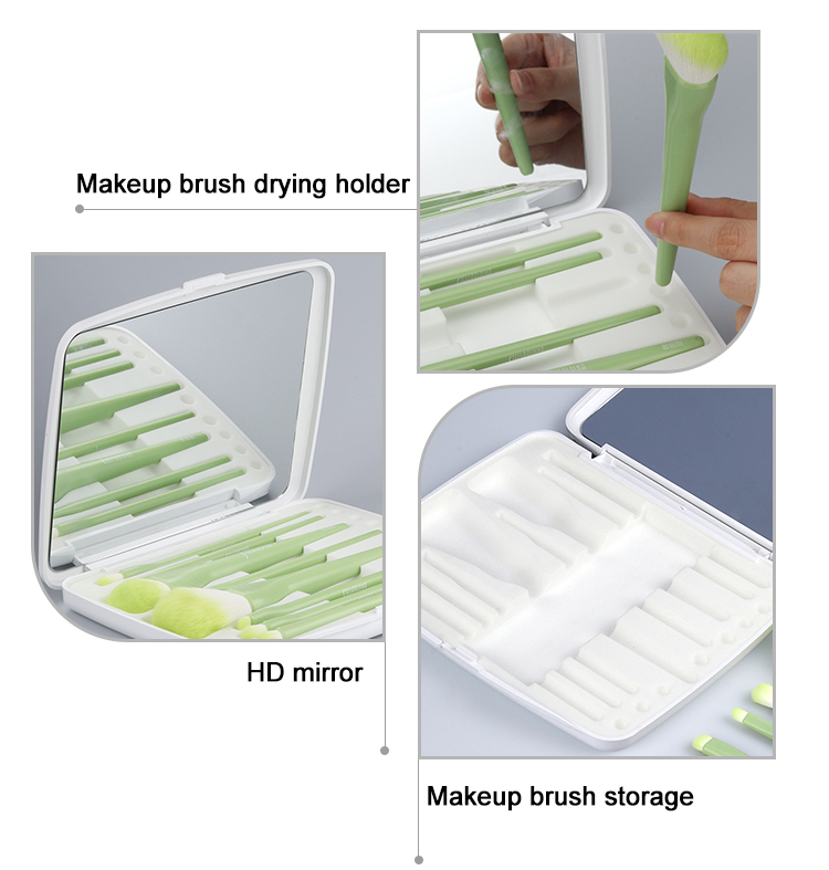 Makeup Brush Set with Mirror Case 4