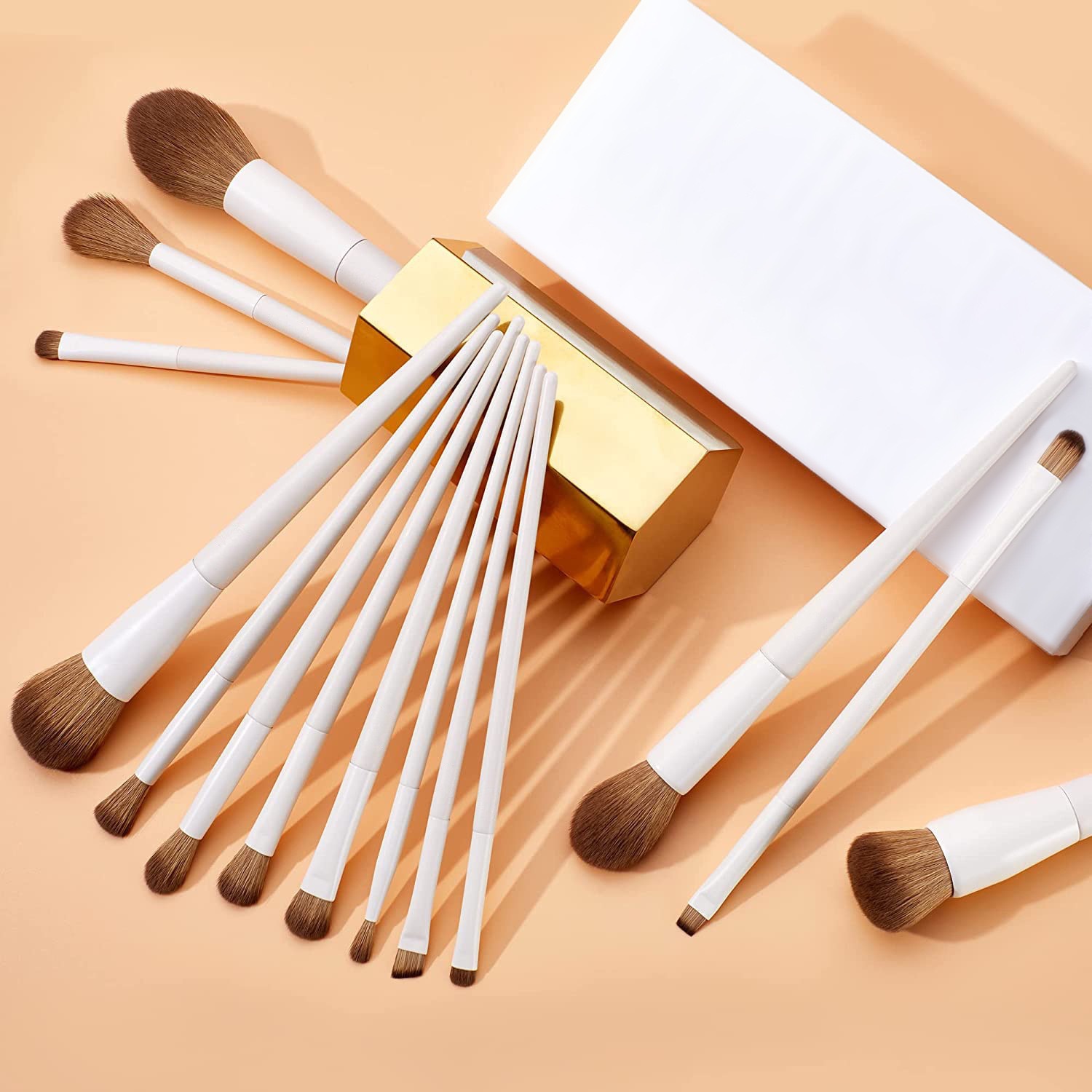 Custom Logo Private Label Portable Cosmetic Kit Nylon Hair Wood Handle 14 Pieces Makeup Brush Set