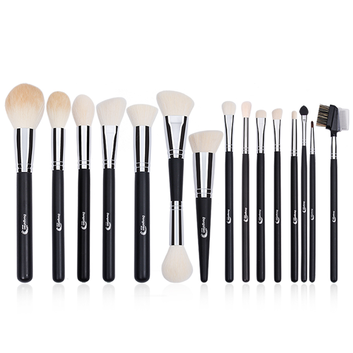 Dongshen 15pcs Makeup Brushes Custom logo Top Quality Synthetic Hair Private Label Wooden Vegan Personalised Makeup Brush Set