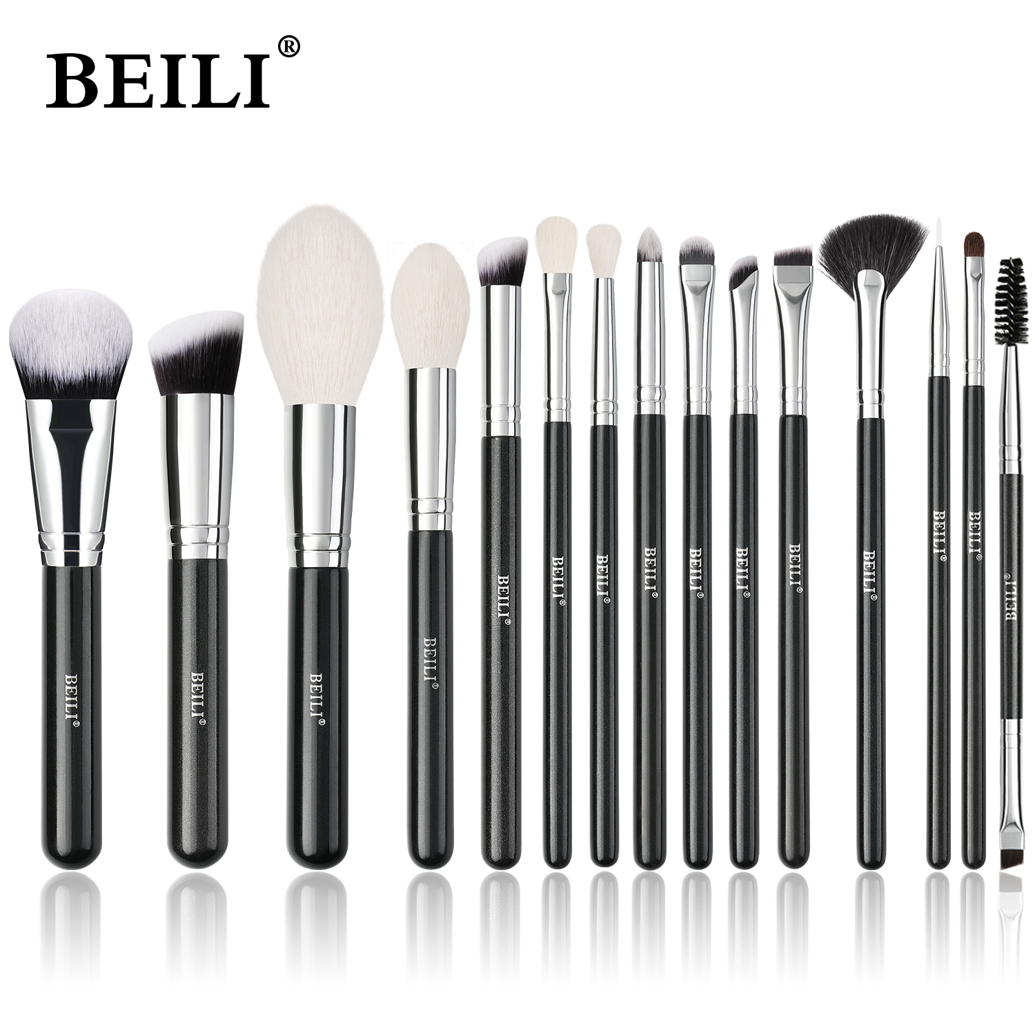 Wholesale Customize Luxury Makeup Brushes Set 15pcs High Quality Synthetic Hair Powder Foundation &amp; Concealer Brush Set Makeup