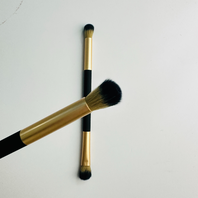 New Fashion 16cm Brushes Set Eye Shadow Women Black and Gold Double Eyeshadow Blending Concealer Brush