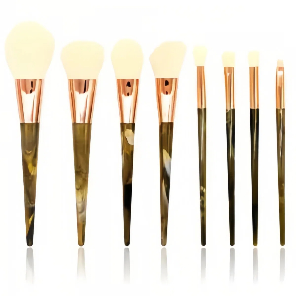 8pcs Synthetic Hair Face Makeup Powder Foundation Blush Contour Brush Set Marble Plastic Handle Professional Private Label