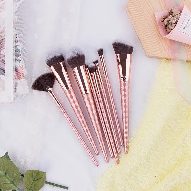 Wholesale OEM Cosmetic Brush Custom Diamond Rose Gold Makeup Brush Set Private Label Professional