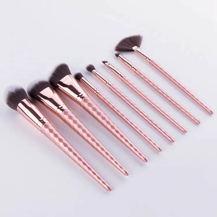 Wholesale OEM Cosmetic Brush Custom Diamond Rose Gold Makeup Brush Set Private Label Professional