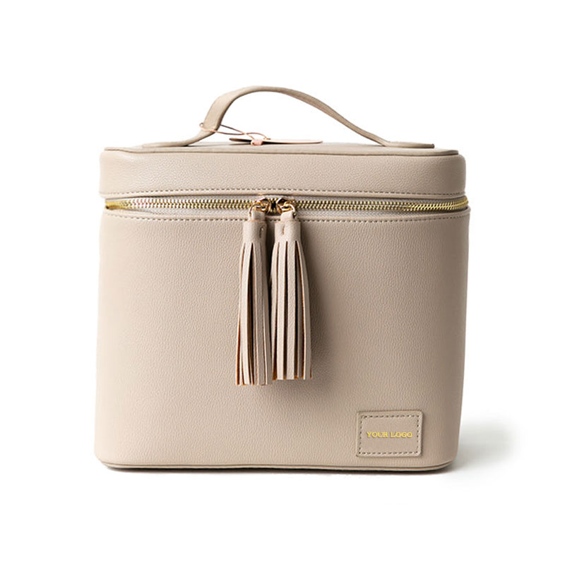 Luxury 2pcs Set Travel Cosmetics Organizer Toiletrie Bag Pu Leather Cosmetic Brush Storage Box