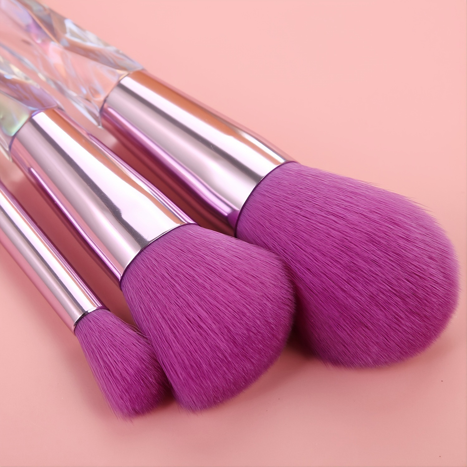 10-Piece Makeup Brushes High Quality Synthetic Bristles Crystal Handle Foundation Face Lip Eye Brush Set Professional Kit