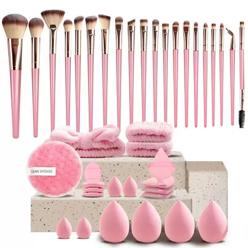 33 Pcs Professional Large Combination Makeup Brush Set with Synthetic Hair Fan Brush Face Tools &amp; Travel Case