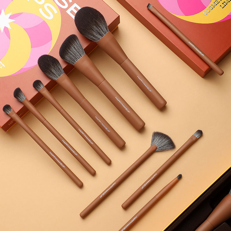 Wholesale Premium Brown Brush Set Vegan Best Quality Cosmetic Professional Luxury Custom Private Label Make up Brushes