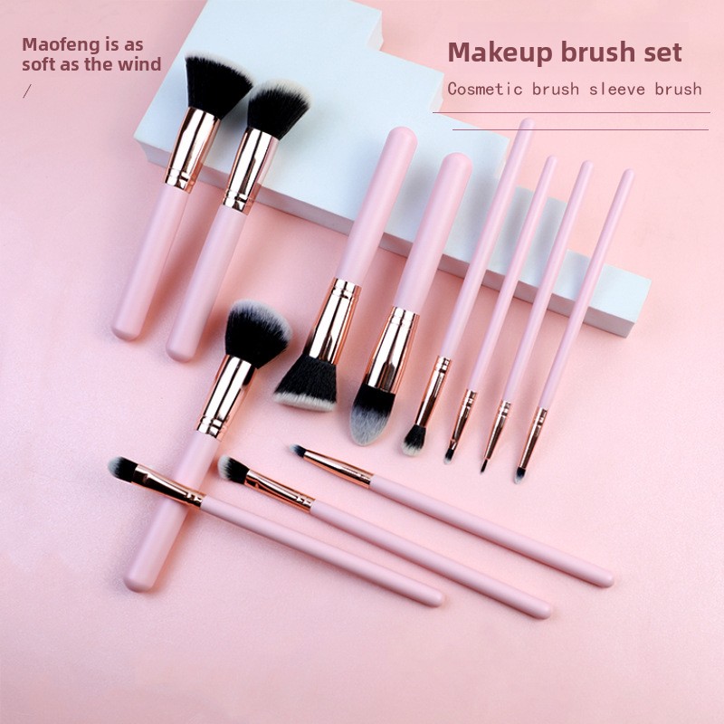 16 Piece Professional Makeup Brush Set Wooden Handle Face Foundation Powder Eye Shadow Lip Cosmetic Brushes Travel Kit