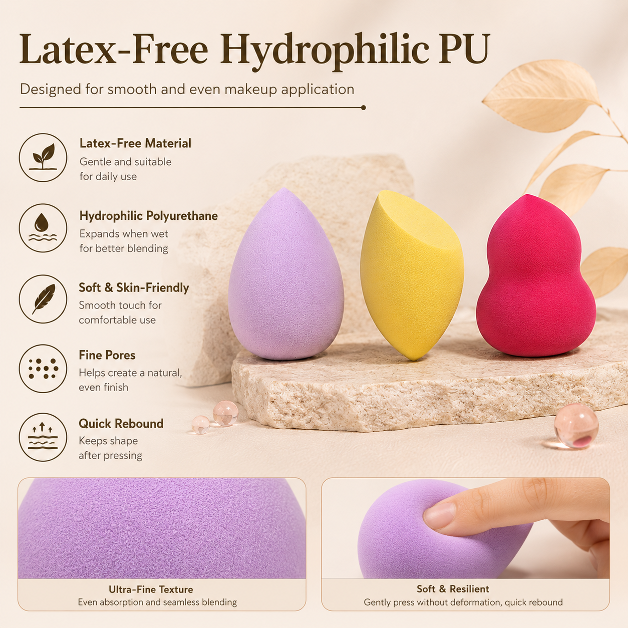 High Quality Custom Logo Portable Eco-Friendly Soft Latex Free Makeup Sponge Beauty Egg Blender Set With Box