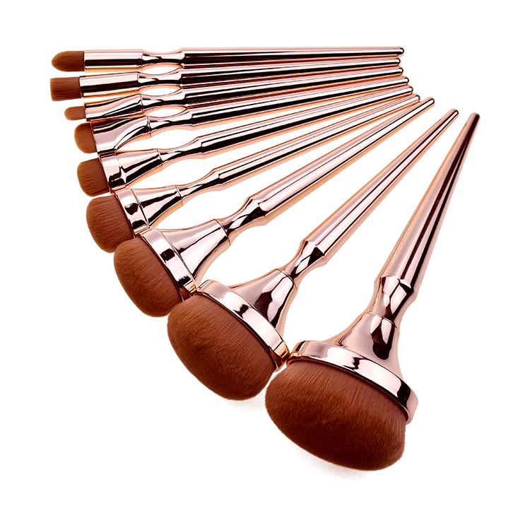 Most Popular in Professional Makeup Brush Set 9pcs Luxury Slim Waist Foundation Contour Rose Gold Makeup Brush Set