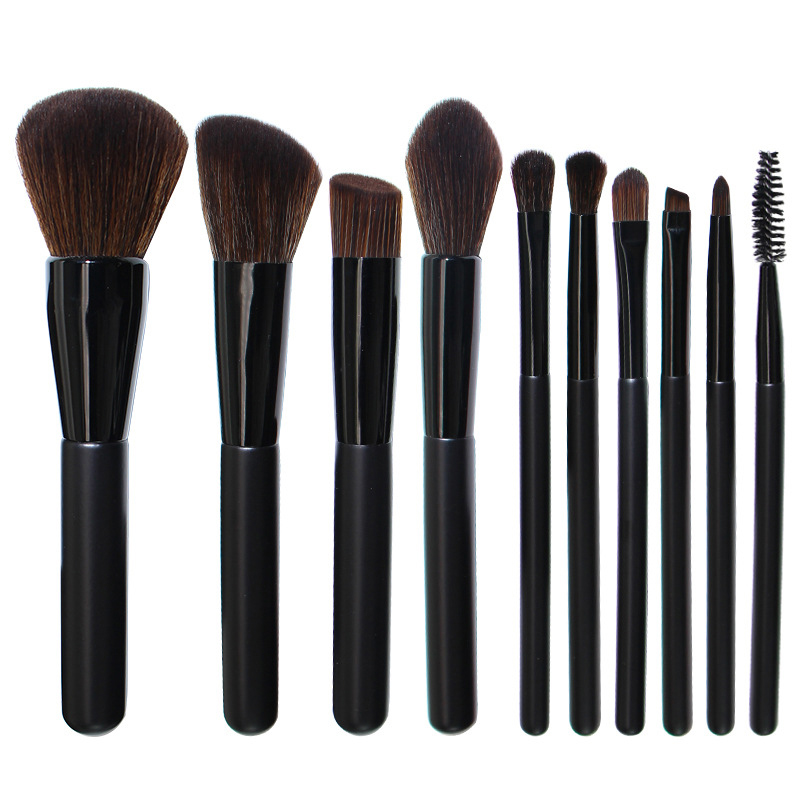 Professional Maquillaje Black Make up Brush Set 10pcs Synthetic Kabuki Foundation Blending Makeup Brush Kit