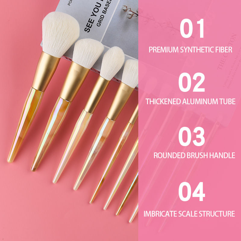 Fiber Makeup Brush 10-Piece Set/Professional Synthetic Bristle Portable Cosmetic Tool Kit