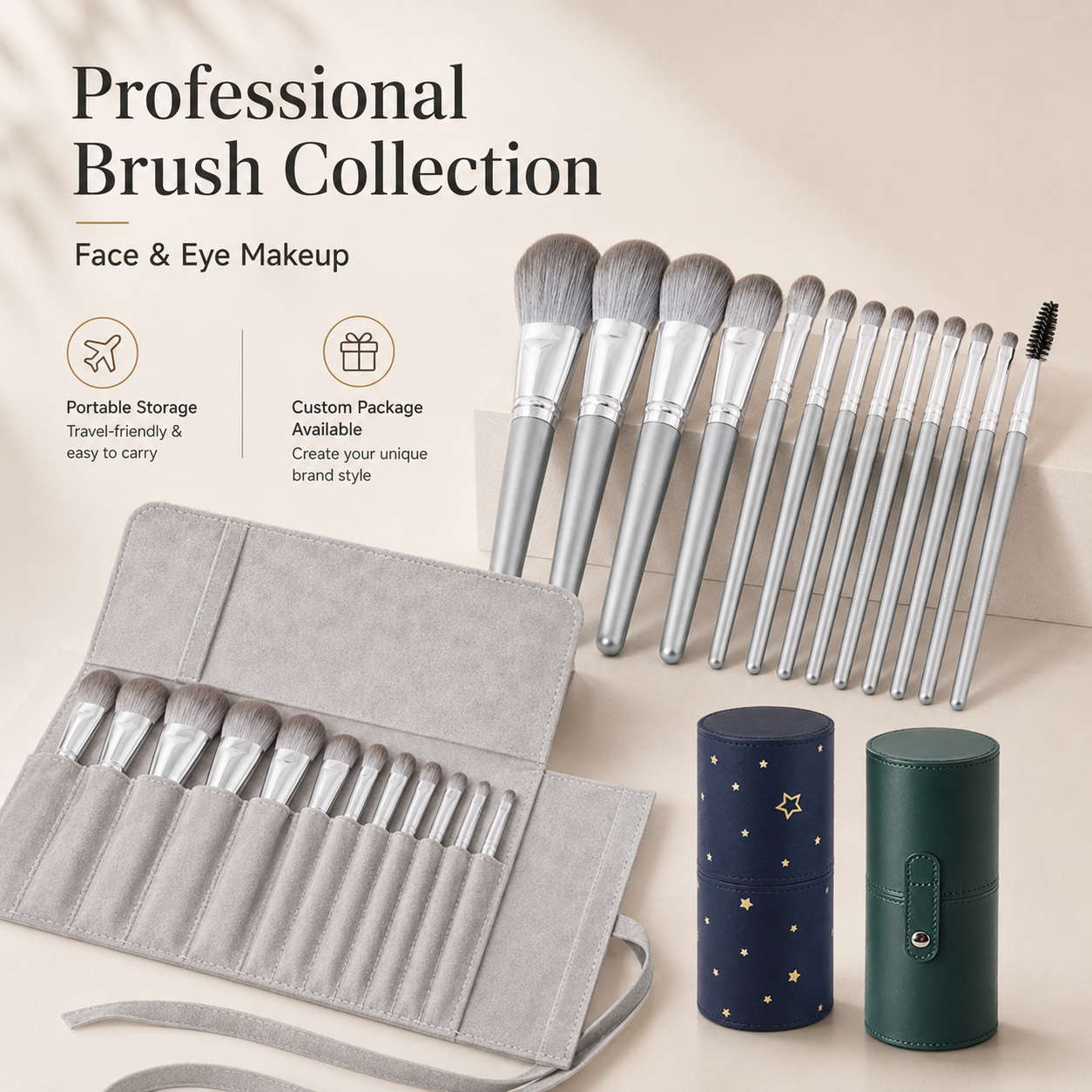 Luxury Silver Handle Soft Bristle Face Eye Foundation Blush Eyebrow Beauty Tools Makeup Brushes Makeup Brush Set