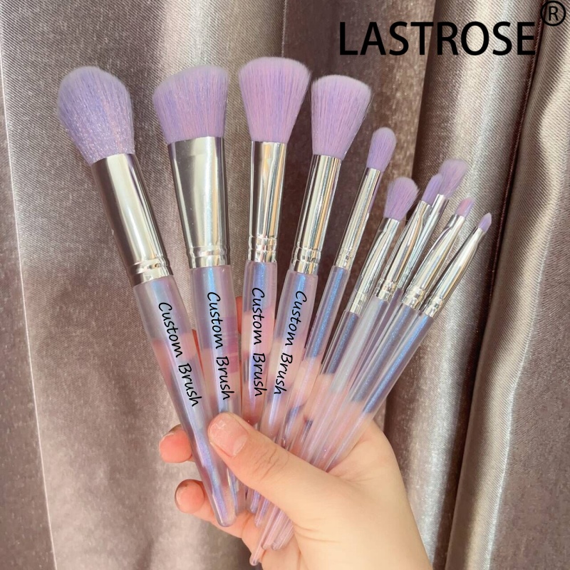 Professional 10-Piece Purple Makeup Brush Set Contour Blending and Foundation for Face &amp; Hair for Concealer Use