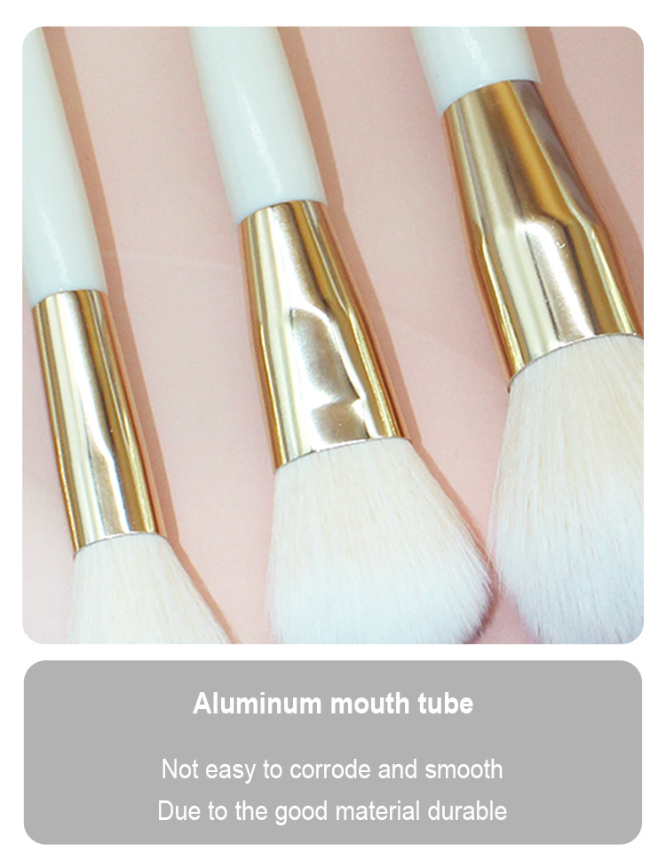 Beautichen 12PCS White with Gold Ferrule Travel-Ready Brush Set - Plush Beginner-Friendly Loose Powder Brushes Full Kit