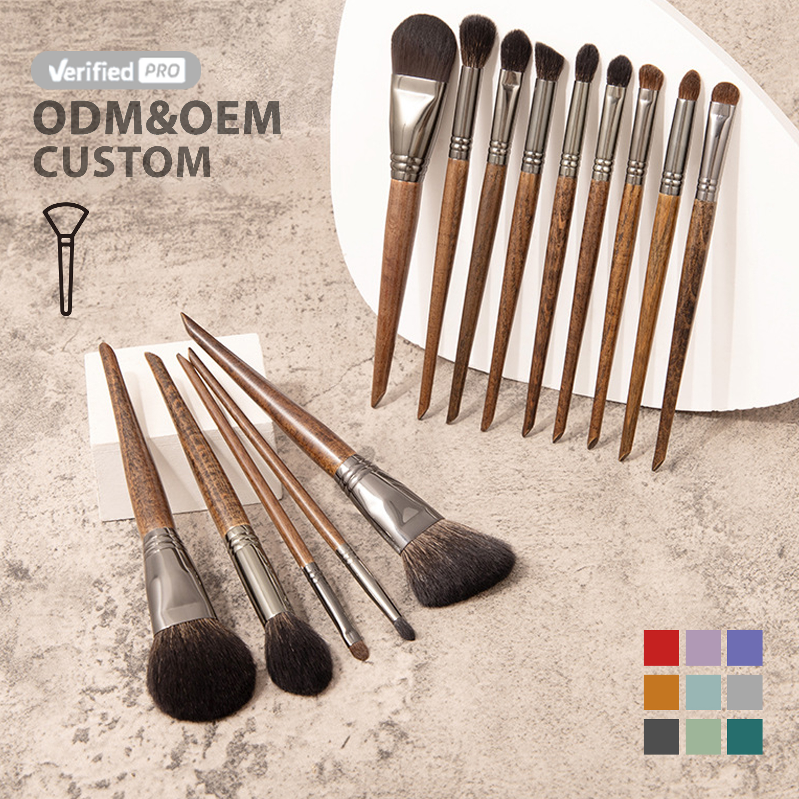Custom Logo Cosmetics Tools Natural Hair Makeup Brush Set Wood Handle Eyeshadow Professional Beauty Cosmetics Wholesale