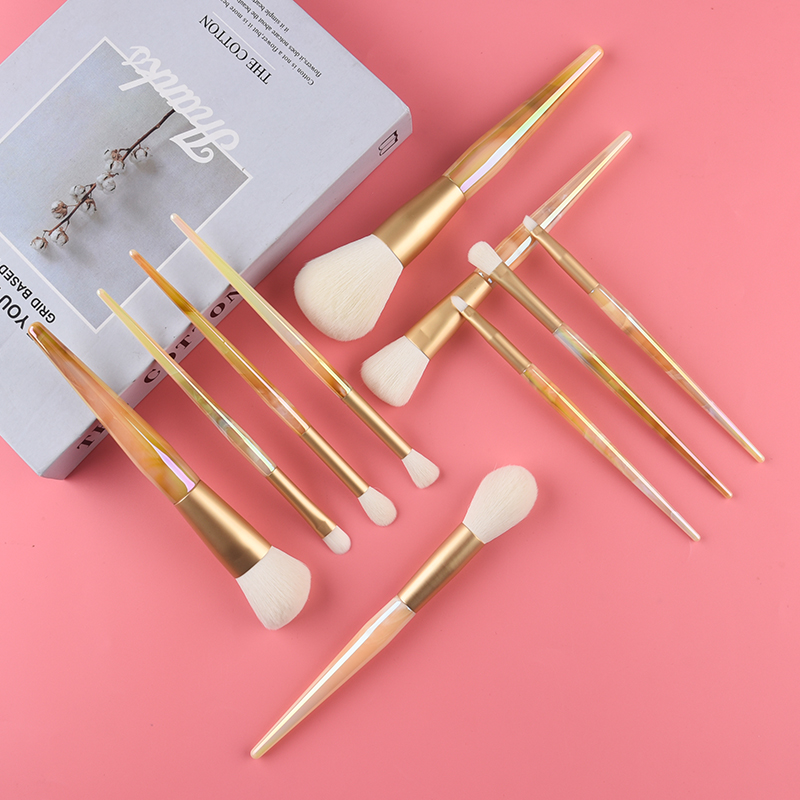 Fiber Makeup Brush 10-Piece Set/Professional Synthetic Bristle Portable Cosmetic Tool Kit