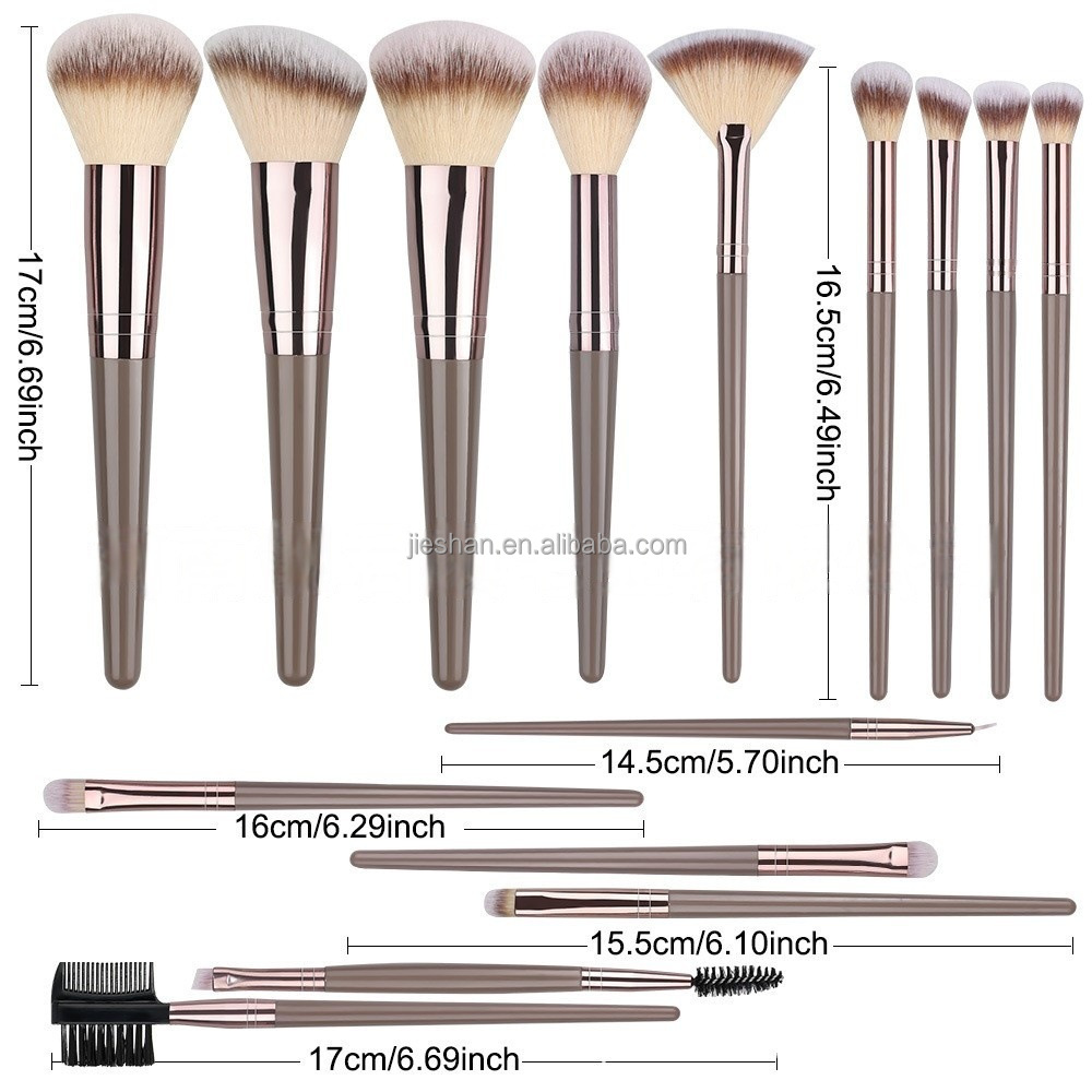 Custom Champagne Gold Makeup Brushes Set 4