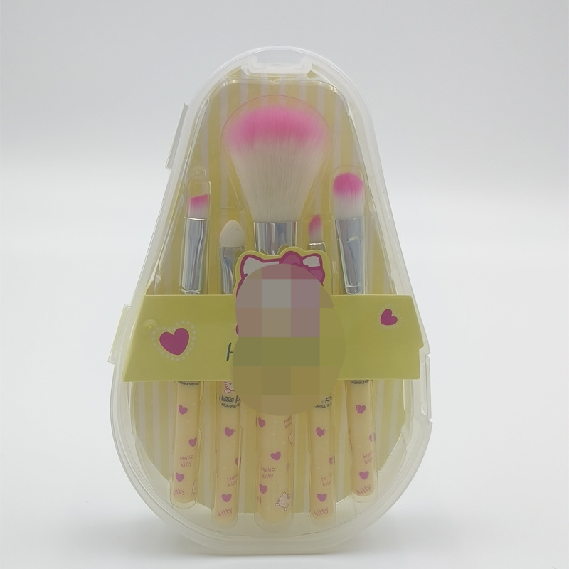 Factory Stock 5-Piece KTty Cute Makeup Brush Set with Plastic Handle Portable Beauty Tools for Cheek Application