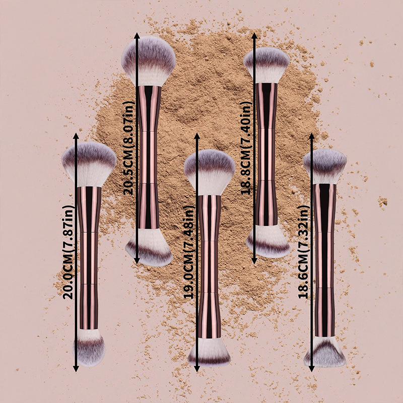New Design Wood Handles Dual End Double Side 7pcs Set Makeup Foundation Brush Powder Angled Makeup Brush Face Concealer Brush