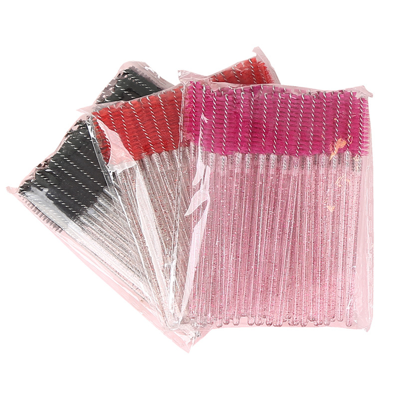 Disposable Crystal Rod Eyelash Spoolie Brush Beauty Tool for Mascara Wand Makeup Nylon Material