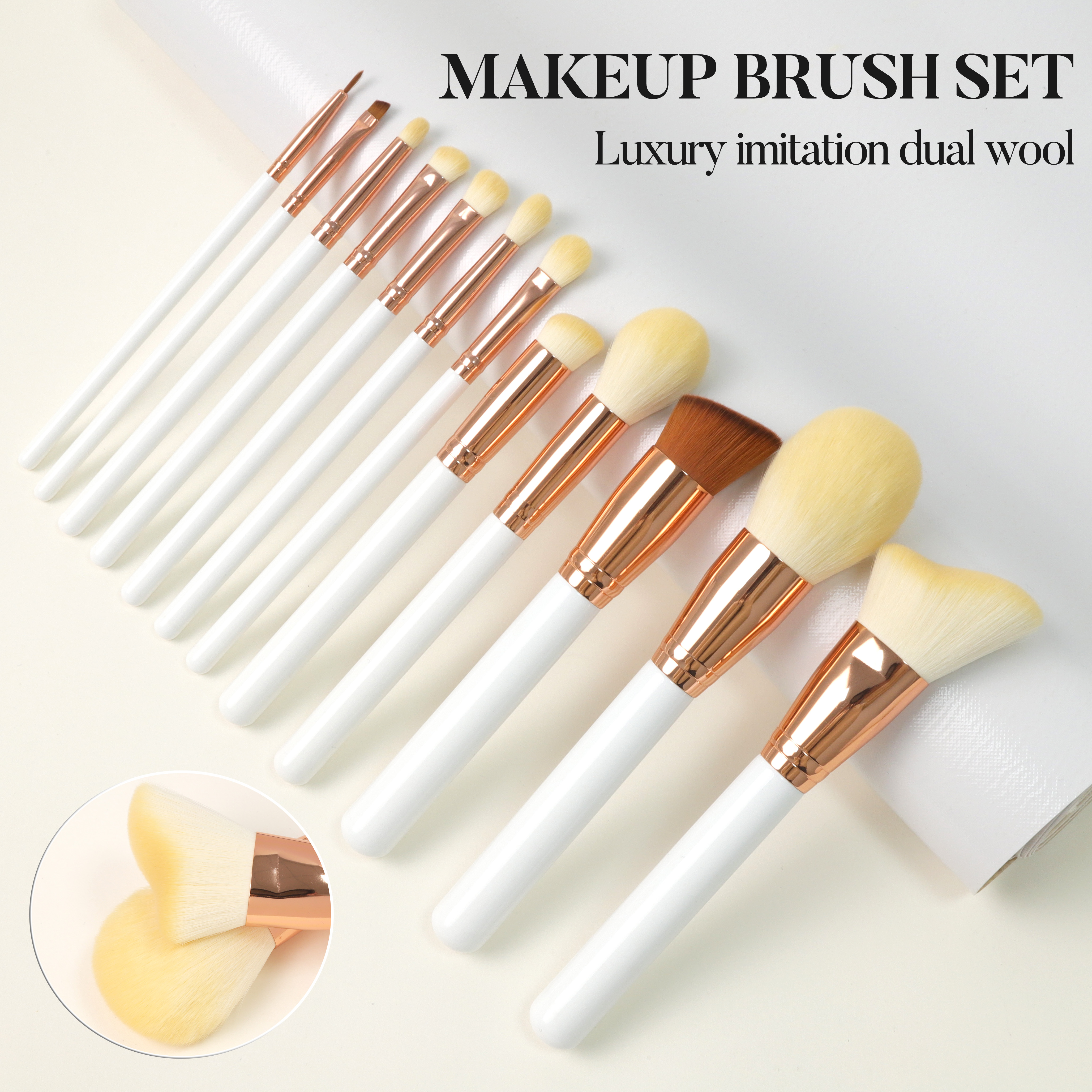 Rose Cream makeup brush set detail 1