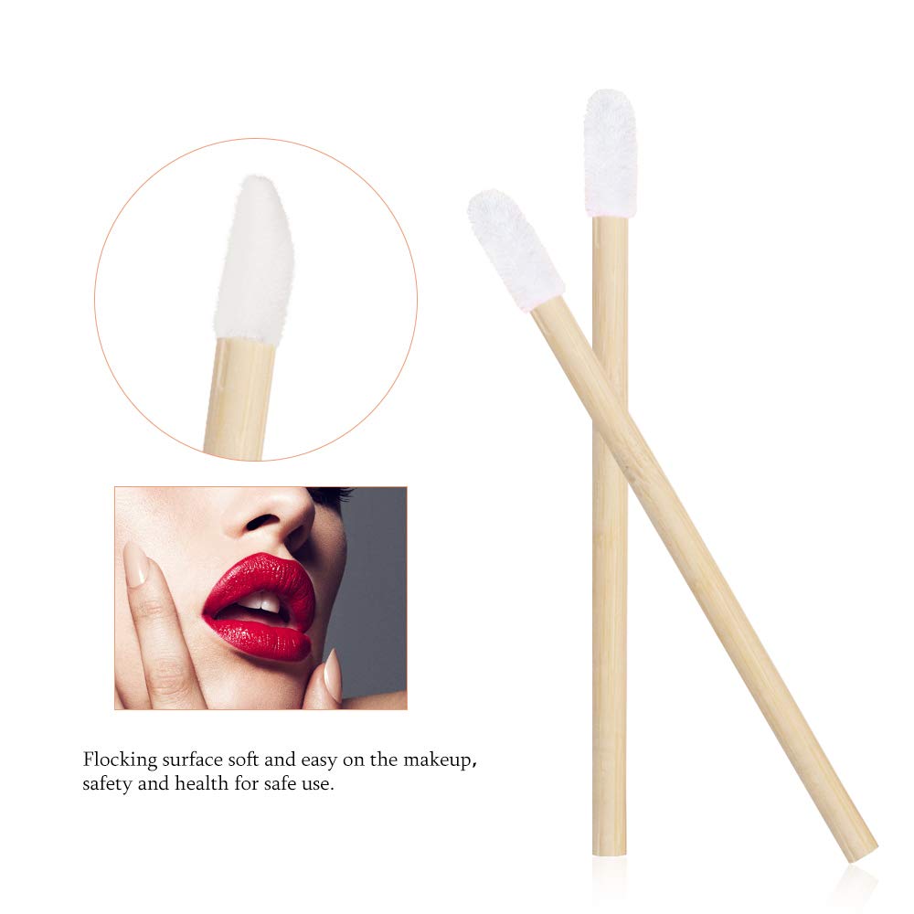 Bamboo Stick Brush Lip Eyelash Applicator Lip Gloss Brush Biodegradable ECO Friendly Wooden Ends Brush for Woman Makeup