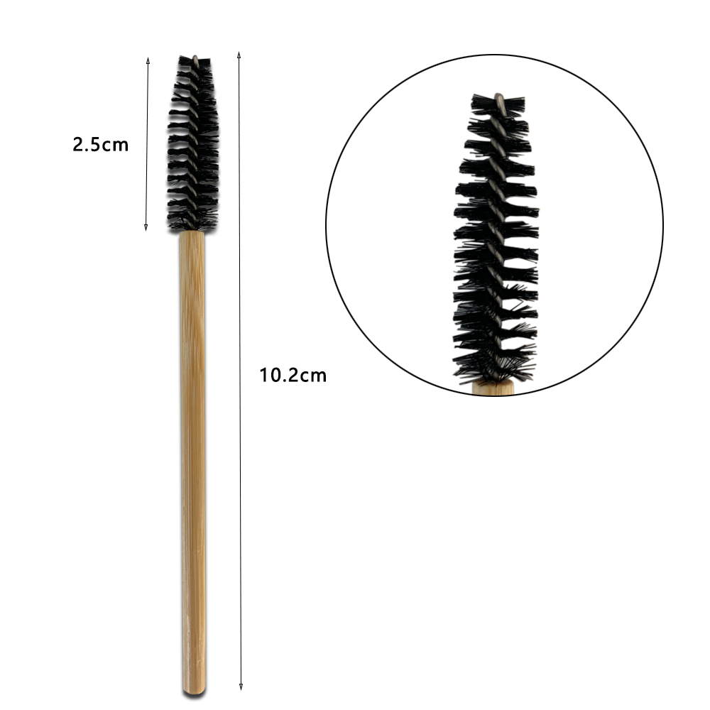 Eco-friendly Bamboo Handle Eyelash Mascara Wand 50pcs/Bag Applicator Makeup Tool Disposable Makeup Brush with Nylon Brush